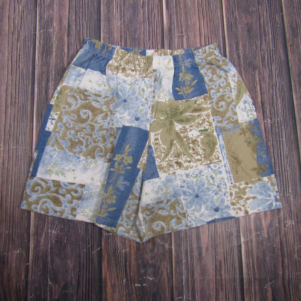 Blaire Shorts Womens M Multicolor Cotton Jersey Patchwork Elastic Waist Pockets